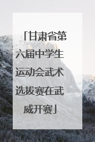 甘肃省第六届中学生运动会武术选拔赛在武威开赛